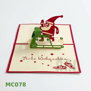 Tarjetas de felicitación de papel cortadas con láser emergentes de Santa Run 3D personalizadas Invitaciones digitales de cumpleaños de amor Recuerdos de Navidad 'Love' Impreso - Product Image 1