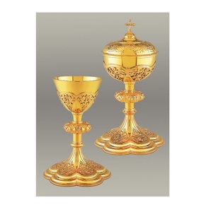Trending Etching Design Ciborium Chalice Silver Gold handmade high-quality brass church supplies Chalice Color Also Used As Gift - Product Image 1