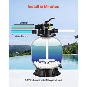 Sistema de filtro de arena para piscina enterrada de 40 GPM y 18 pulgadas con válvula multipuerto de 7 vías y funciones de lavado en contra de corriente y enjuague. - Product Image 5