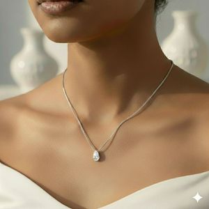 จี้เพชรทรงลูกแพร์แบบฝังขอบ 1.00 กะรัต สำหรับผู้หญิง จาก OBERON JEWELS สร้อยคอแบบโซลิแทร์ ดีไซน์หรูหรา 9K พร้อมใบรับรอง IGI - Product Image 6