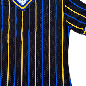 High Quality SGRho Black Pinstripe Jersey Women Blue Gold Premium Baseball Shirt Stylish Greek Sorority Apparel Custom Logo - Product Image 3