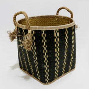 Paniers de rangement tissés à la main en feuilles de palmier avec poignées en corde, récipients en osier écologiques pour la maison et la cuisine - Product Image 6