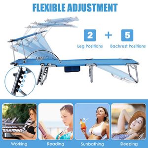 Juego de 2 Camas Plegables Portátiles con 5 Posiciones Ajustables, Muebles Cómodos para Acampar al Aire Libre - Product Image 6