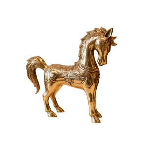 Figura de Caballo de Latón Estilo Antiguo, Escultura Animal Hecha a Mano de Lujo para Decoración del Hogar y Exhibición Interior - Product Image 1