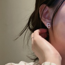 Pendientes de Plata de Ley S925 con Textura de Nariz de Cerdo, Personalizados, Estilo Coreano, Sencillos, Venta al por Mayor de Joyería - Product Image 2