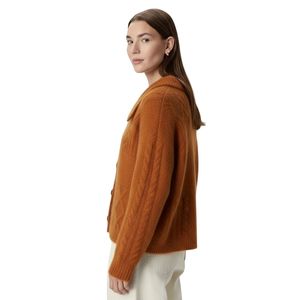 Cárdigan de punto naranja para mujer, con botones frontales, tejido de cable, manga larga, cálido y cómodo, estilo casual, fabricante mayorista personalizado - Product Image 3