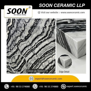 Prix direct usine – Nouvelle dalle grand format en dolomite polie effet vague noire 7D BOOKMATCH, design 3D moderne et écologique pour mur de salon - Product Image 4