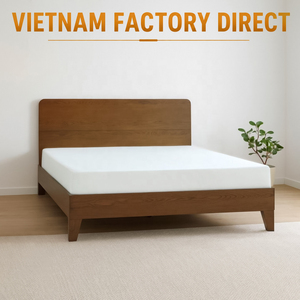 Manufacturer Custom Furniture for Retailers Wooden Beds Minimal Solid <b>Oak</b> Wood Bed <b>Frame</b> Vietnam Bedroom Furniture Factory - Product Image 1