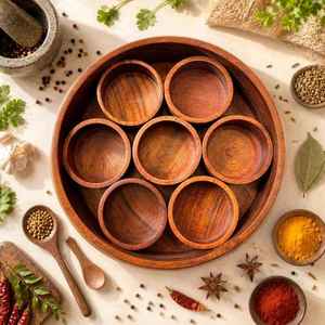 Wood Spice <b>Box</b> Organizer 7 Compartments Handmade Rustic Kitchen <b>Herb</b> Storage Container Durable Natural Wood Masala Spice Tools - Product Image 3