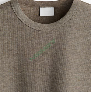 Camiseta de Hombre, Corte Holgado, Tela Gruesa, Detalle de Costura en Contraste, Estilo Urbano, Minimalista, Casual, Lisa, para Verano - Product Image 6