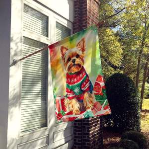 Yorkshire Terrier Navidad casa bandera gran porche manga poste decorativo patio Banner Multicolor pared colgante patio césped signos - Product Image 2