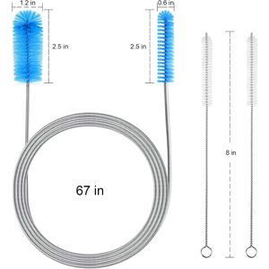 2 Pezzi Spazzole per Pulizia in Acciaio Inossidabile da 8 Pollici, Flessibili, Lunghe, per Scarichi, con Doppio Nylon Elastico, per Tubi e Condotti, Lunghezza 67 Pollici, Diametro 8 Pollici - Product Image 2