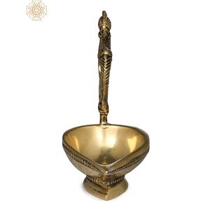 โคมไฟ DIY ทองเหลืองขนาดเล็กทำด้วยมือพร้อมที่จับนกแก้วทำจากของตกแต่งอินเดีย - Product Image 2