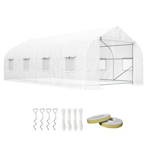 Serra a tunnel ecologica 20FT X 10FT X 7FT con porta avvolgibile, grande serra calda per coltivazione idroponica in giardino, in legno e metallo - Product Image 1