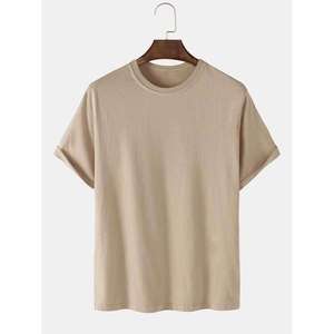 Camiseta de Manga Corta con Cuello Redondo para Hombre, 100% Algodón, Tejido de Punto, Corte Regular, Color Sólido, Uso Casual, Logotipo Frontal, Transpirable, Azul - Product Image 4