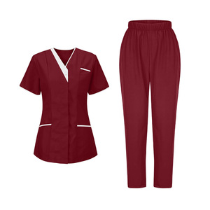 Custom Made Wholesale OEM Top Selling V-neck Women Medical <b>Scrubs</b> <b>Sets</b> Cotton Polyester Custom Logo and Size Hospital <b>Set</b> - Product Image 4