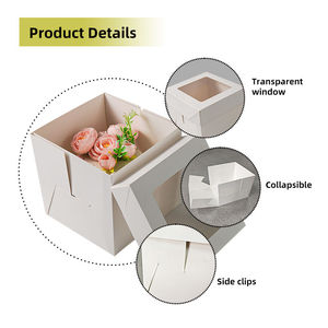 Plain White Tall Cake <b>Box</b> with Window <b>Large</b> White Cake <b>Box</b> with Clear Window for Pastry Packaging - Product Image 6