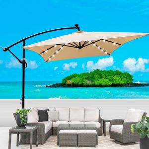 Rettangolo 2x3M Patio esterno ombrello solare LED illuminata parasole 6 costole impermeabile a manovella per giardino ponte cortile - Product Image 2