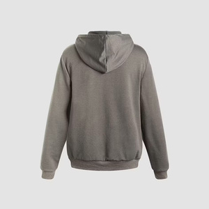 Sweat-shirt à capuche gris pour homme, coupe classique, en coton French Terry, décontracté, pour l'automne, couleur unie, sans doublure, tricoté, manches longues - Product Image 2