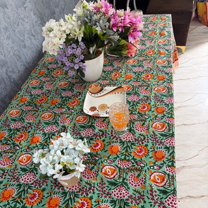Elegant Indian Print Handmade Modern <b>Tablecloth</b> Floral Pattern Cotton Customized Size Durable Washable Home Use - Product Image 1