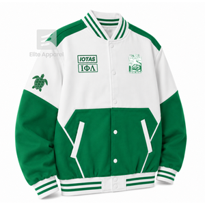Chaqueta cortavientos personalizada de la hermandad Iota Phi Lambda con logo bordado en verde y blanco, estilo casual para mujer con forro de poliéster. - Product Image 2