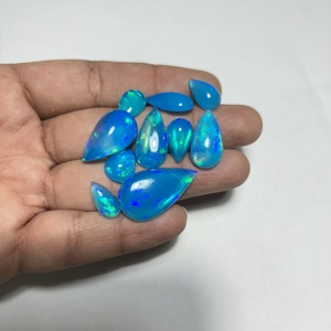 Ethiopian Blue Opal Pryba Color Natural Opal Loose Cabochon Pear Cut Precious Gemstone for Jewelry Making Collection - Product Image 6