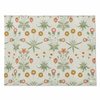 Nappe florale vert sauge à imprimé marguerites orange, longue jusqu'au sol, pour mariage et réception de thé