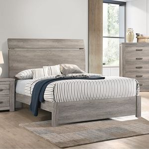 Moderno Letto Matrimoniale King Size in Legno Grigio, Struttura Semplice Laminata in Carta, Arredamento Camera da Letto - Product Image 5