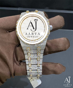 Reloj Mecánico Iced con Pulsera en Tono Oro Blanco, Esfera Redonda con Incrustaciones de Cristal, para Regalo y Exhibición - Product Image 3