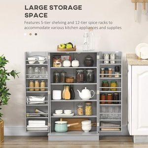 Credenza con Ripiani Regolabili in Triamina, con Anta, Bianca e Grigia, AS Mobili da Cucina - Product Image 1