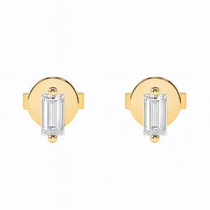 Boucles d'oreilles clous baguette en diamant naturel en gros, or massif 14 carats, bijoux minimalistes solitaires - Product Image 3