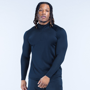 Camiseta de compresión para hombre con cuello alto y cremallera de un cuarto, transpirable, para correr al aire libre, ropa deportiva, camisetas de gimnasio para hombre al por mayor - Product Image 1