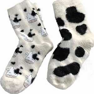 Autumn Funny Cute Cozy Fluffy <b>Fuzzy</b> Cartoon Themed Warm Dress Breathable Animal Cow Crew <b>Socks</b> for Men - Product Image 6