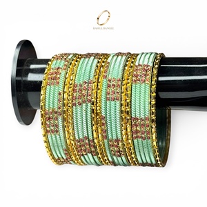 New Arrival Kids Green Gold Plated Stainless Steel Zircon Trendy Wedding Fashion Bangles Premium for Gifts at Wholesale Price - Product Image 1