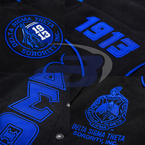 Chaqueta de la Hermandad Delta Sigma Theta, Chaqueta de Carreras para Motociclistas, Negra y Azul Rey, Chaqueta DST - Product Image 3