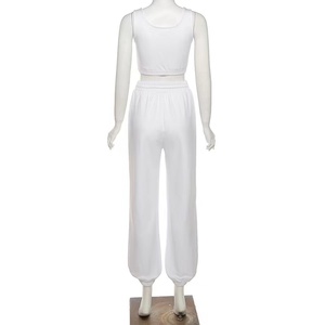 Conjunto Deportivo Gris para Mujer, Sudadera y Pantalones de Color Sólido, Cintura con Cordón, Bolsillos Laterales, Material de Algodón Transpirable, Primavera - Product Image 2