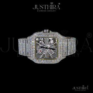 นาฬิกาผู้ชายสไตล์ฮิปฮอปสุดหรู คุณภาพพรีเมียม ประดับเพชรโมอิสซาไนต์ ฝังเพชรแบบ VVS ด้วยมือ พร้อมราคาที่ดีที่สุด - Product Image 2