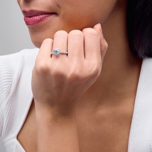 SGARIT custom Half pave 1CT. T.W. Oval Certified Lab-Grown Diamond <b>Frame</b> Engagement Ring in 14K White Gold (F/VS2) - Product Image 5