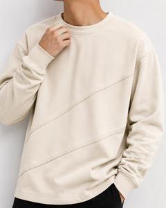 Sweat-shirt à col rond pour homme, manches longues, coupe classique, tricoté, 100% coton, couleur unie, séchage rapide, vêtements décontractés d'hiver, 370g - Product Image 2