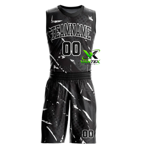 Conjunto de Uniforme de Baloncesto Personalizado VANTEX 23, Transpirable y Ecológico para Hombre, Diseño Geométrico Rojo y Negro - Product Image 3