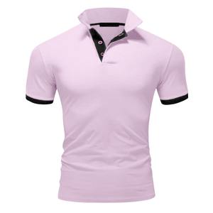 Camisetas Polo de Verano para Hombre, al por Mayor, de Alta Calidad, Personalizadas, Casuales, a la Moda, con Borde de Manga Teñido en Rosa y Negro - Product Image 1