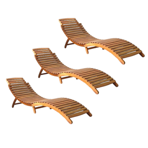Chaise longue en bois de plage extérieure pour le côté de la piscine et les meubles de jardin - Product Image 4