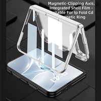 Coque de protection antichoc intégrée avec film et texture CD pour iPhone Duo 18 Fold à charnière magnétique