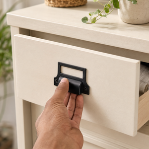 SHUBHAM Tirador de cajón de hierro negro, herraje para gabinete, soporte para etiquetas, estilo tradicional, fácil instalación - Product Image 1