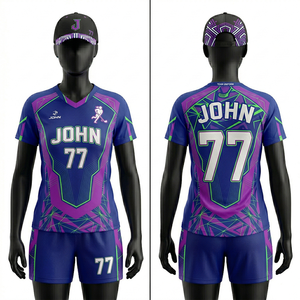 Ensemble de maillots de sport pour hommes, polyester à séchage rapide, bleu et blanc, panneaux latéraux contrastés, impression par sublimation, logo personnalisé, uniforme - Product Image 2