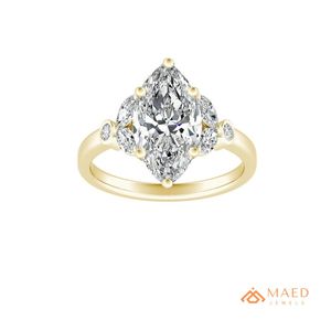 Marquise Cut Moissanite Halo Bridal Engagement <b>Ring</b> for Women Gold Plated Wedding & Anniversary Gift - Product Image 1
