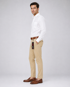 Pantalones Chino Caqui para Hombre Fly Humble SPORTSWEAR, Corte Recto, Cintura Media, Forro Polar Transpirable, Algodón, Estilo Casual Elegante, Bolsillos, Color Marrón - Product Image 3