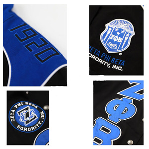 เสื้อแจ็คเก็ตบอมเบอร์แบบวาร์ซิตี้พรีเมียมสั่งทำพิเศษสำหรับชมรมนักเรียนหญิงเซต้า ฟิ เบต้า  พร้อมงานปักลายปะติด ดีไซน์กันลม ระบายอากาศได้ดี - Product Image 6