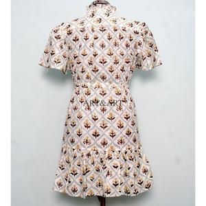 Cotton Short Party <b>Dress</b> for Women Japan Style Office Lady Boho Chic Summer <b>Dress</b> Floral Print Lightweight Evening Wear - Product Image 6