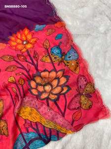 Sari de seda Tabby de alta calidad con estampado digital y trabajo Cutdana-Khatli, conjunto de blusa, fabricado en Surat. - Product Image 6